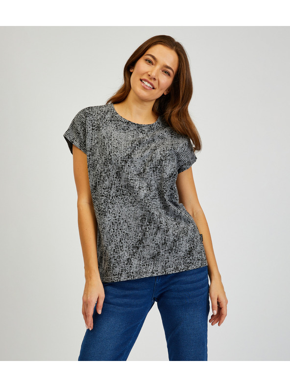 Sam 73 Tmavosivé dámske vzorované tričko SAM 73 Veronica