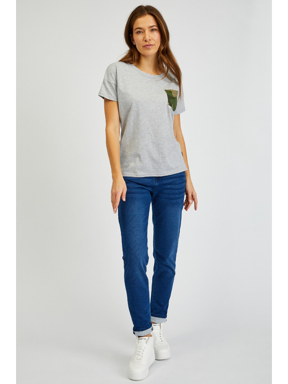 Sam 73 Šedé dámske tričko s vreckom SAM 73 Marie