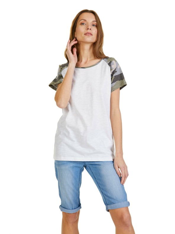 Sam 73 Biele dámske vzorované tričko SAM 73 Rose