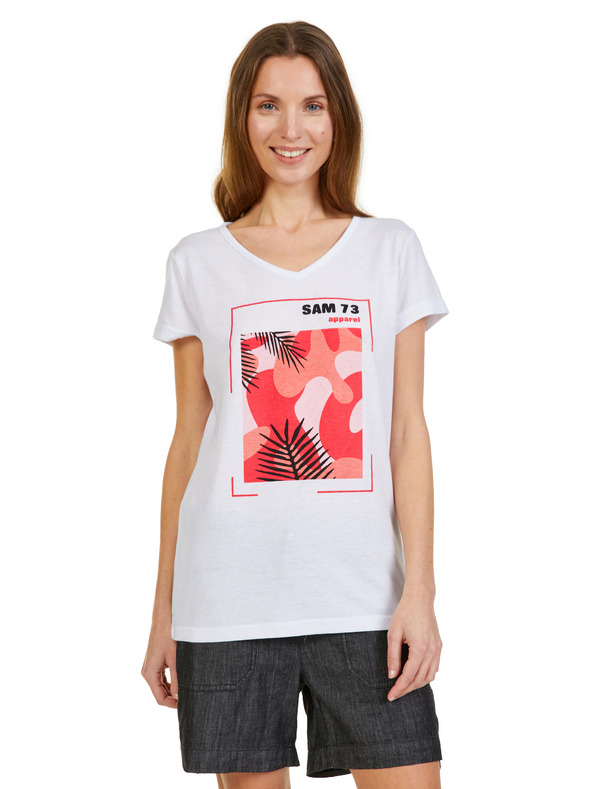 Sam 73 Biele dámske tričko s potlačou SAM 73 Ilda