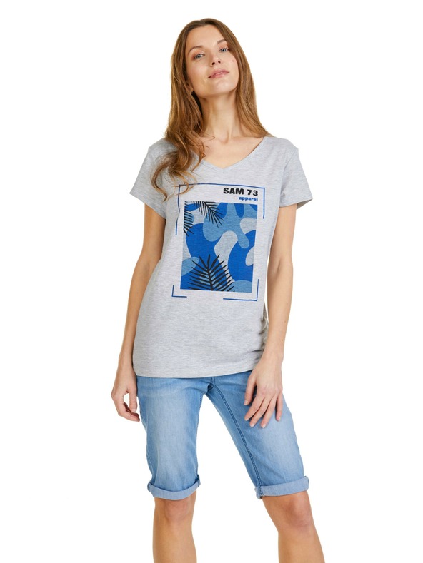 Sam 73 Šedé dámske tričko SAM 73 Ilda s potlačou