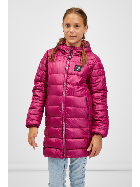 Sam 73 Tmavoružový dievčenský prešívaný kabát s kapucňou SAM 73 Nadine