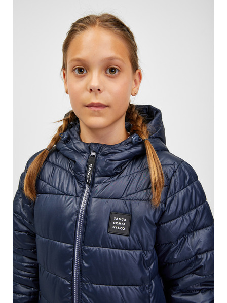 Sam 73 Tmavomodrý detský prešívaný kabát s kapucňou SAM 73 Nadine