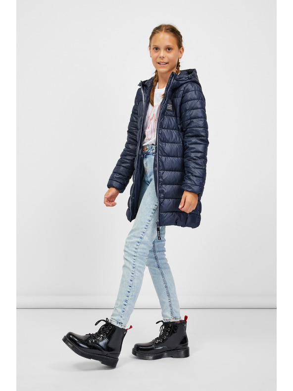 Sam 73 Tmavomodrý detský prešívaný kabát s kapucňou SAM 73 Nadine