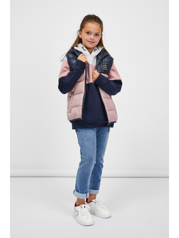 Sam 73 Modro-ružová dievčenská prešívaná vesta s kapucňou SAM 73 Jifunza