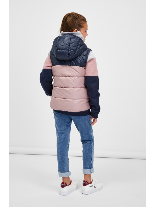 Sam 73 Modro-ružová dievčenská prešívaná vesta s kapucňou SAM 73 Jifunza