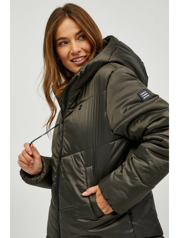 Sam 73 Tmavozelená dámska prešívaná zimná bunda s kapucňou SAM 73 Gede