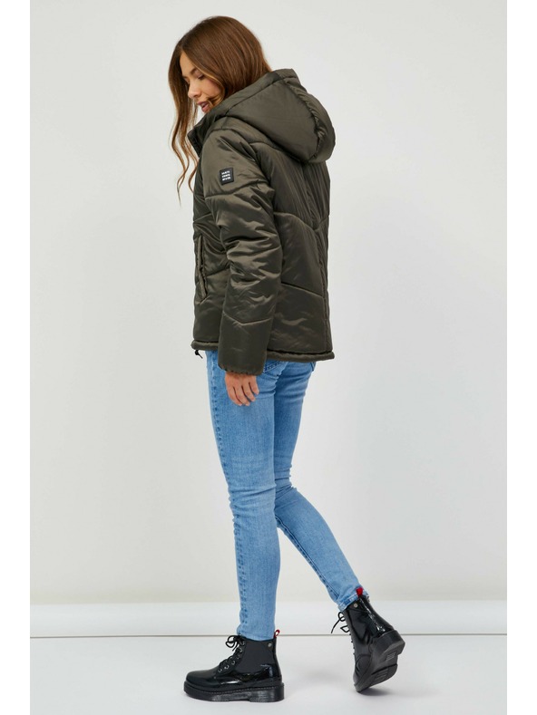 Sam 73 Tmavozelená dámska prešívaná zimná bunda s kapucňou SAM 73 Gede