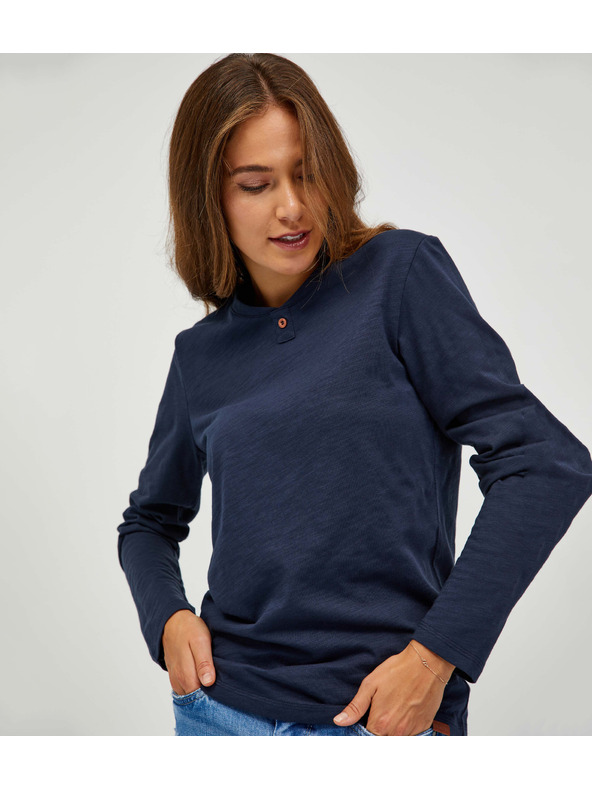 Sam 73 Tmavomodré dámske tričko s dlhým rukávom SAM 73 Naivara