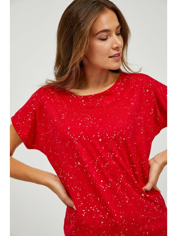 Sam 73 Červené dámske vzorované tričko SAM 73 Heqa