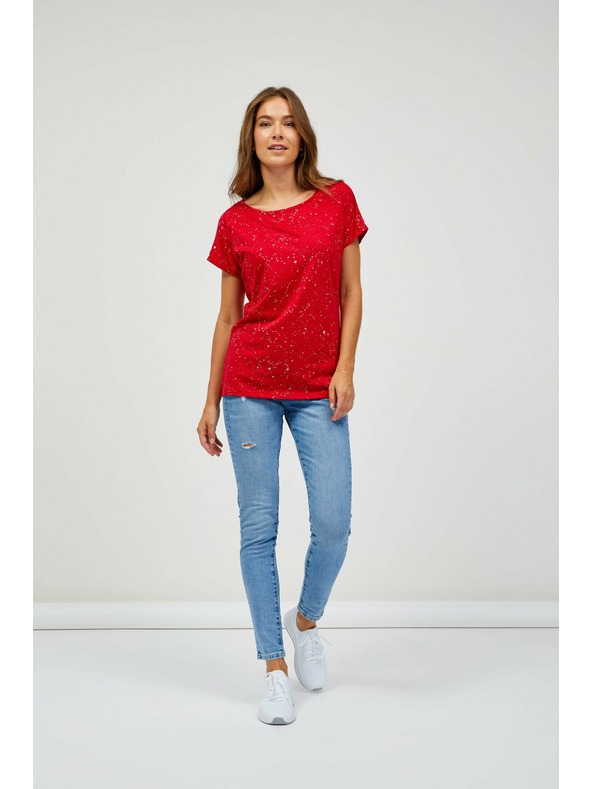 Sam 73 Červené dámske vzorované tričko SAM 73 Heqa