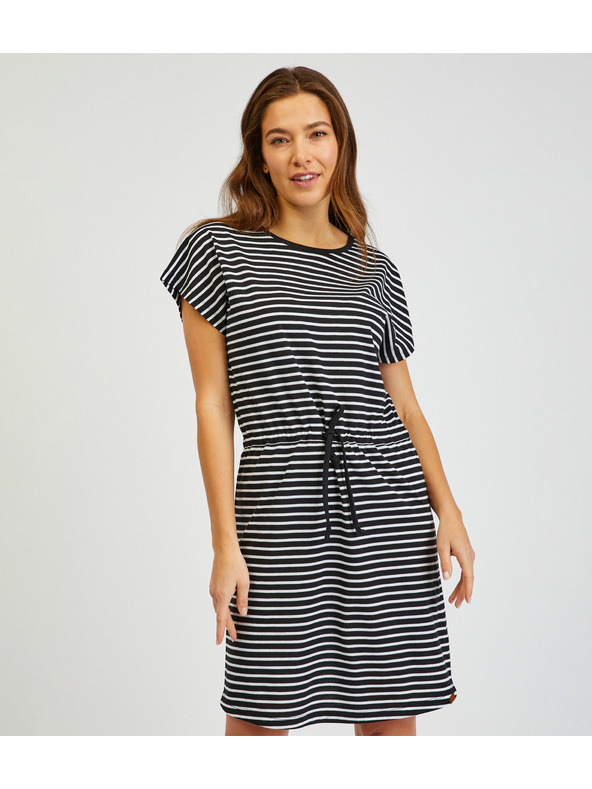 Sam 73 Bielo-čierne dámske pruhované šaty SAM73 Sagitta