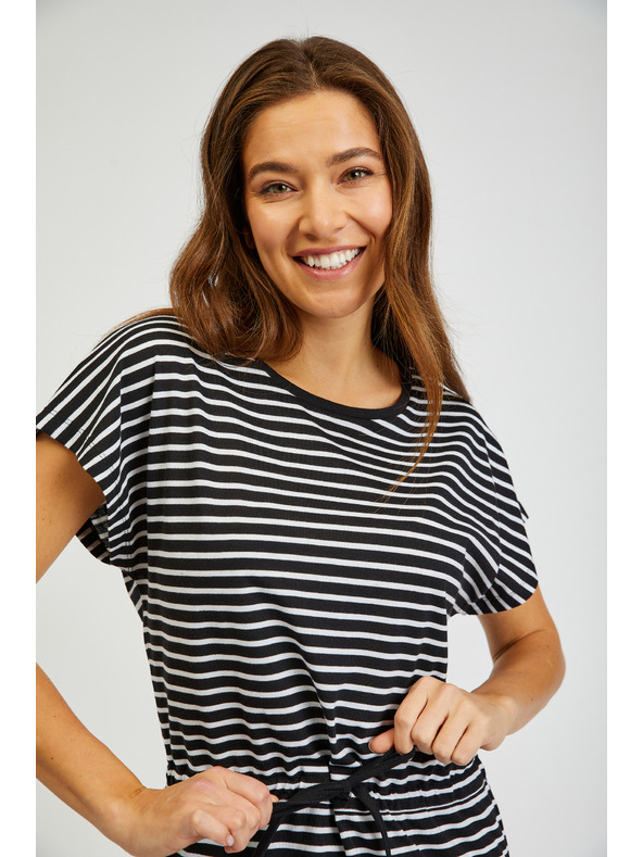 Sam 73 Bielo-čierne dámske pruhované šaty SAM73 Sagitta