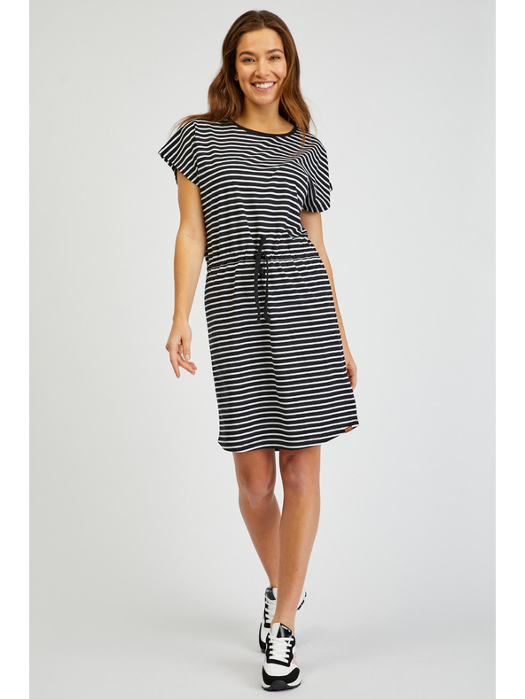 Sam 73 Bielo-čierne dámske pruhované šaty SAM73 Sagitta