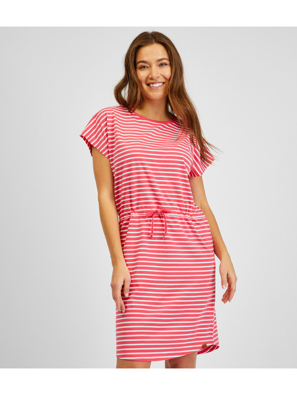 Sam 73 Bielo-červené dámske pruhované šaty SAM73 Sagitta