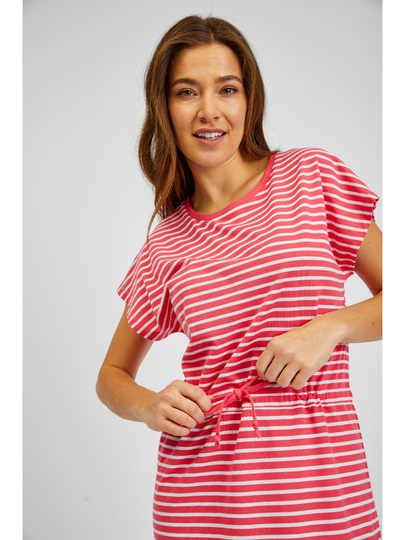 Sam 73 Bielo-červené dámske pruhované šaty SAM73 Sagitta