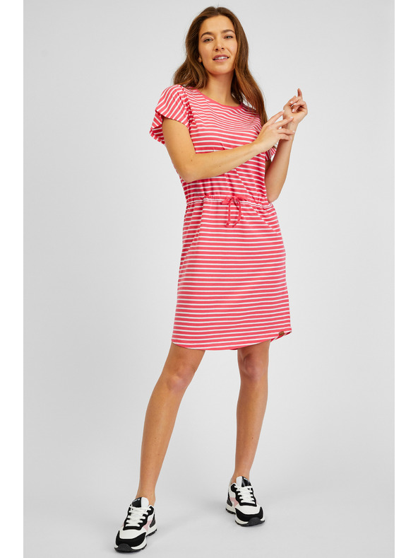 Sam 73 Bielo-červené dámske pruhované šaty SAM73 Sagitta