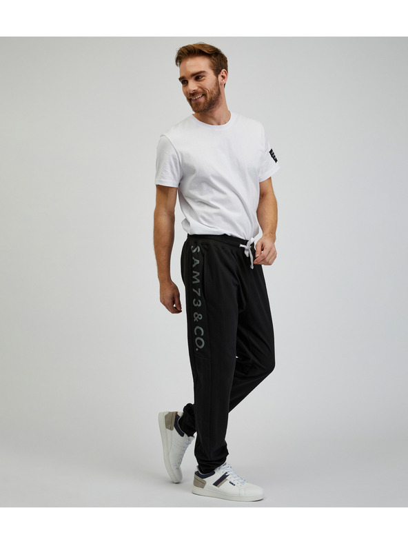 Sam 73 Čierne pánske tepláky s nápisom SAM73 Dio