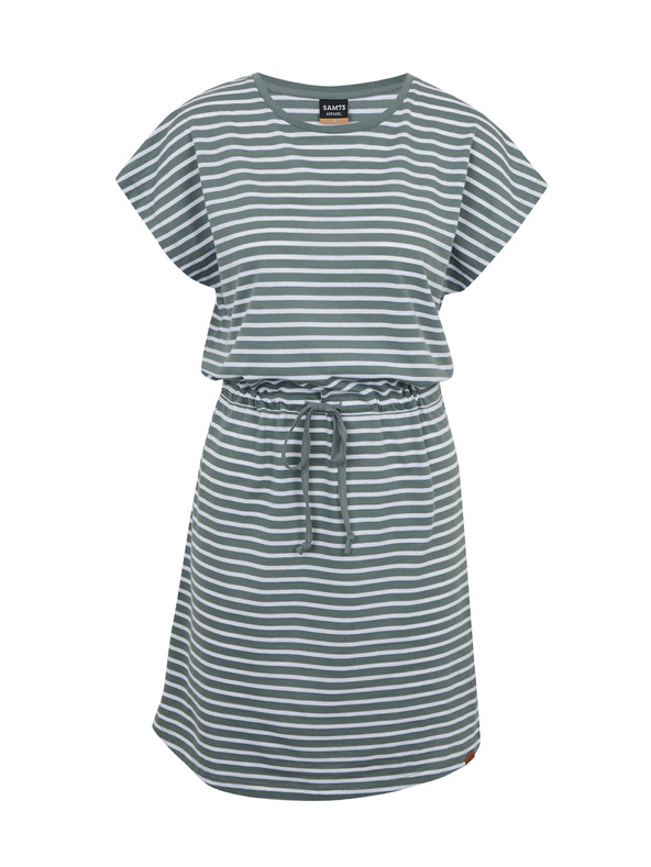 Sam 73 Bielo-zelené dámske pruhované šaty so zaväzovaním SAM73 Sagitta