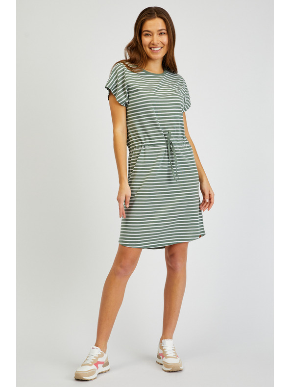 Sam 73 Bielo-zelené dámske pruhované šaty so zaväzovaním SAM73 Sagitta