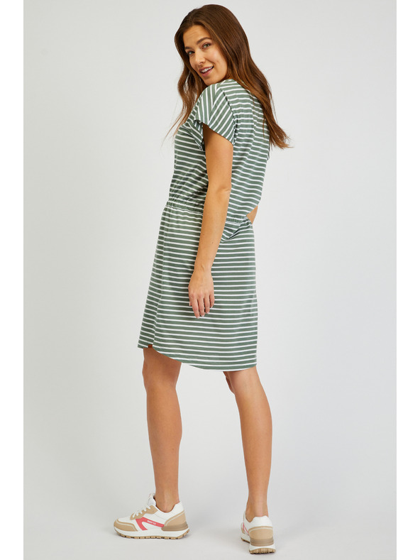 Sam 73 Bielo-zelené dámske pruhované šaty so zaväzovaním SAM73 Sagitta