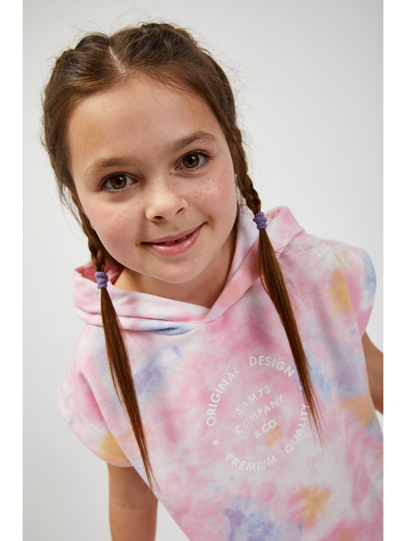 Sam 73 Modro-ružová dievčenská predĺžená mikina bez rukávov SAM73 Pyr