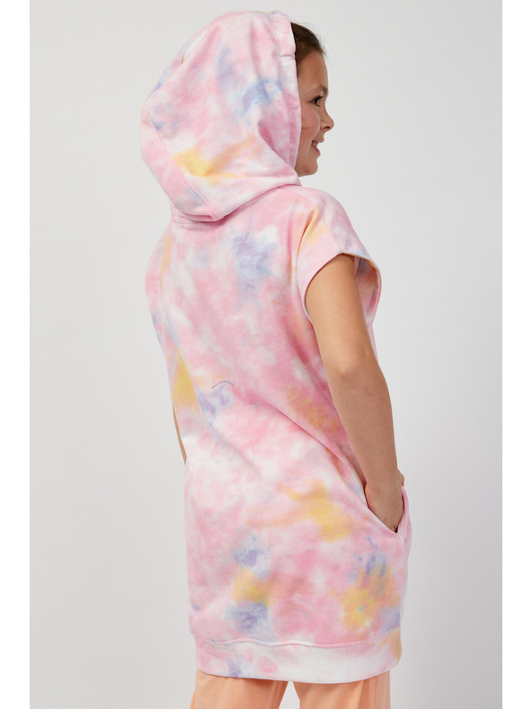 Sam 73 Modro-ružová dievčenská predĺžená mikina bez rukávov SAM73 Pyr