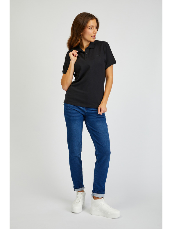 Sam 73 Čierne dámske bavlnené polo tričko SAM73 Hydra