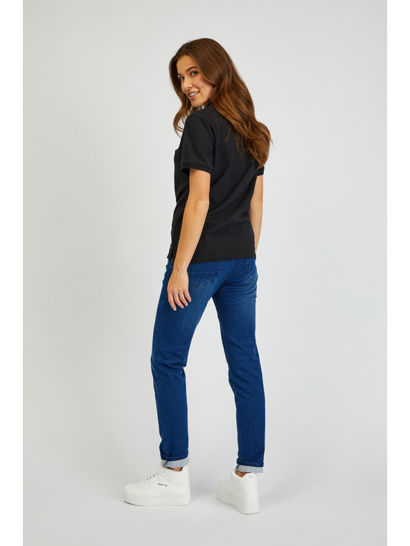 Sam 73 Čierne dámske bavlnené polo tričko SAM73 Hydra