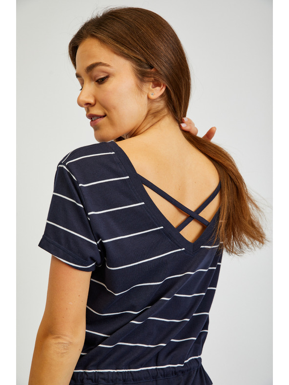 Sam 73 Tmavomodré dámske pruhované šaty SAM73 Columba