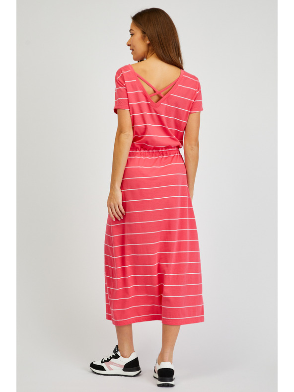 Sam 73 Červené dámske pruhované šaty SAM73 Columba