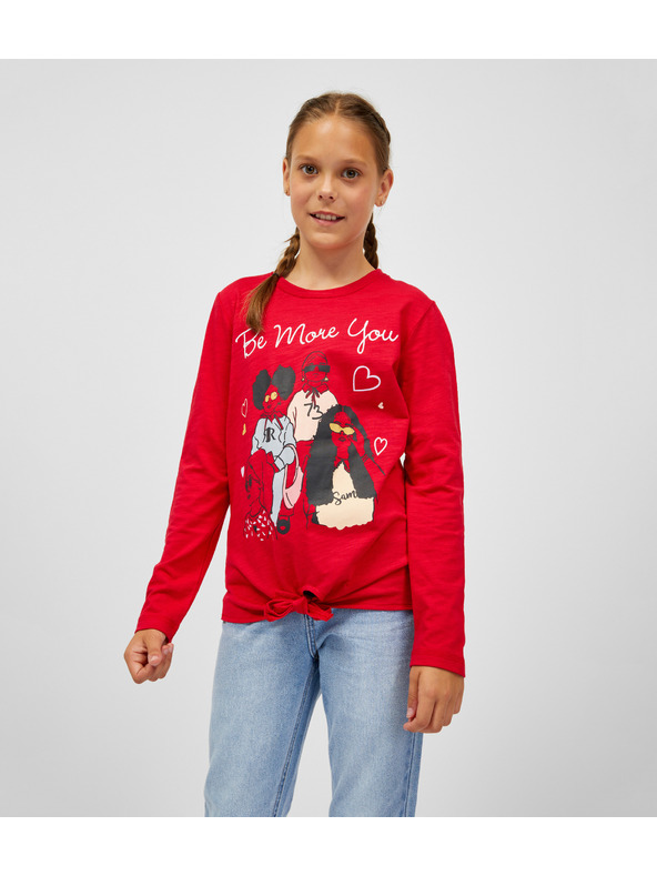 Sam 73 Červené dievčenské tričko s dlhým rukávom SAM 73 Vadania