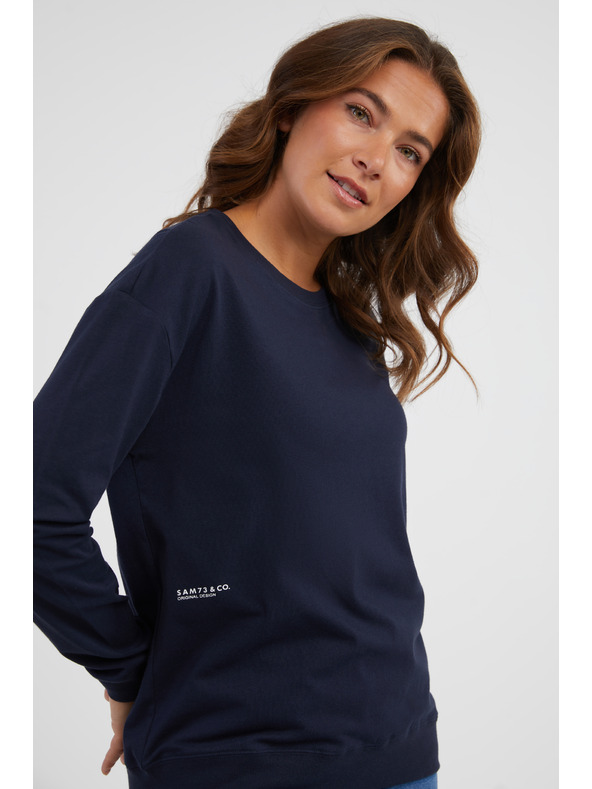 Sam 73 Tmavomodré dámske tričko s dlhým rukávom SAM 73 Sharma