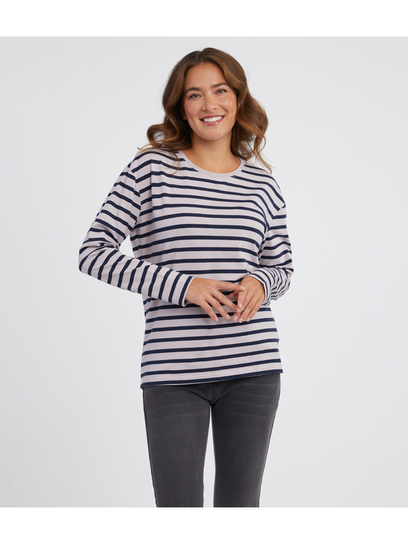 Sam 73 Modro-ružové dámske pruhované tričko s dlhým rukávom SAM 73 Prudence