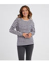 Sam 73 Modro-ružové dámske pruhované tričko s dlhým rukávom SAM 73 Prudence