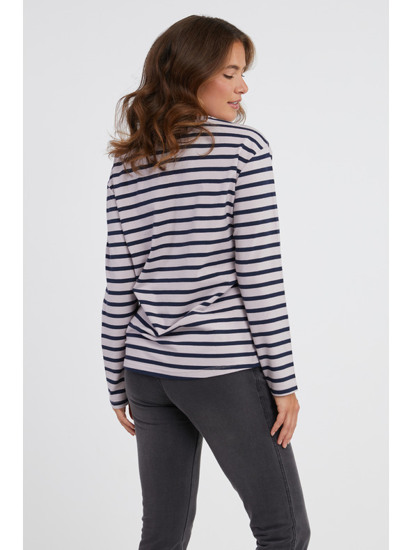 Sam 73 Modro-ružové dámske pruhované tričko s dlhým rukávom SAM 73 Prudence