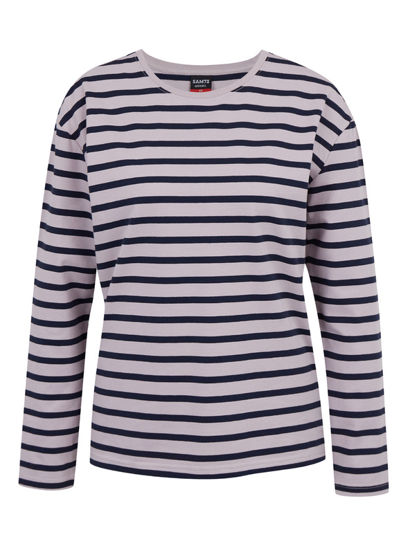 Sam 73 Modro-ružové dámske pruhované tričko s dlhým rukávom SAM 73 Prudence