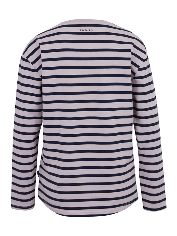 Sam 73 Modro-ružové dámske pruhované tričko s dlhým rukávom SAM 73 Prudence