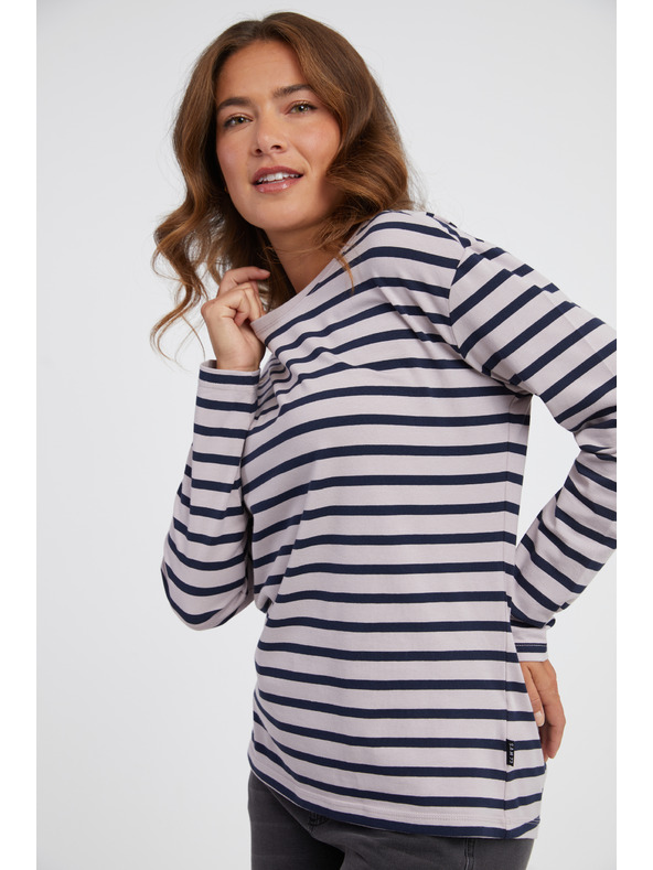 Sam 73 Modro-ružové dámske pruhované tričko s dlhým rukávom SAM 73 Prudence