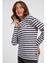Sam 73 Modro-ružové dámske pruhované tričko s dlhým rukávom SAM 73 Prudence