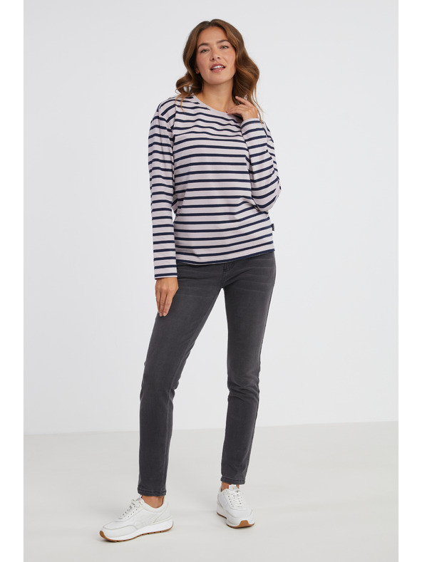 Sam 73 Modro-ružové dámske pruhované tričko s dlhým rukávom SAM 73 Prudence