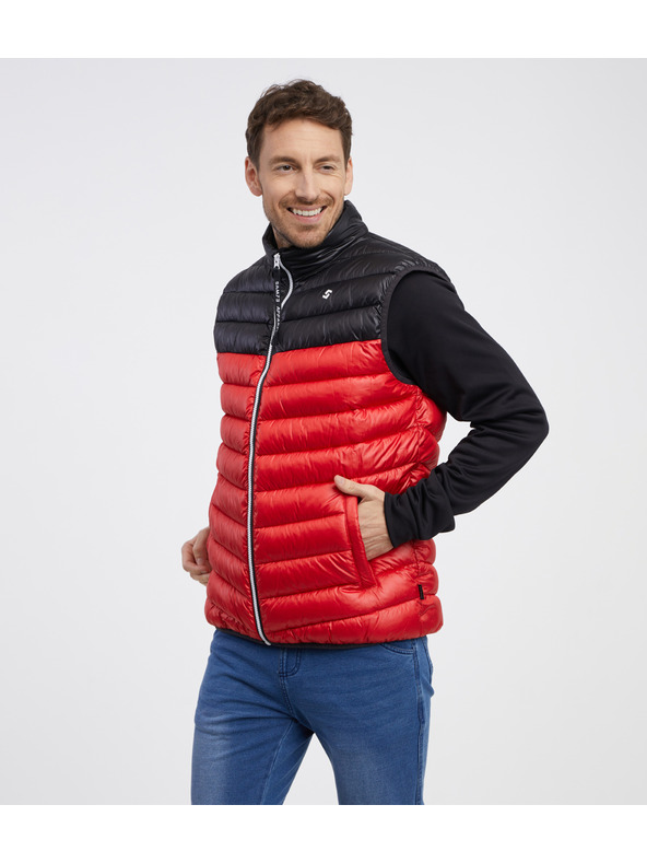 Sam 73 Čierno-červená pánska prešívaná vesta SAM 73 Potter