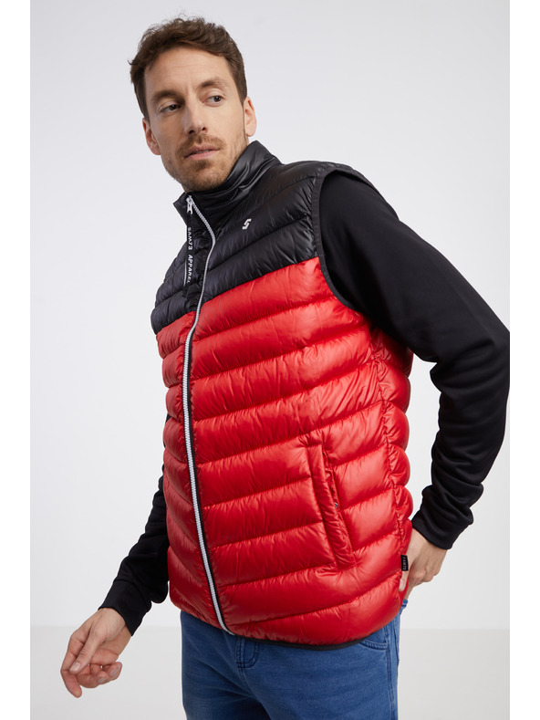 Sam 73 Čierno-červená pánska prešívaná vesta SAM 73 Potter