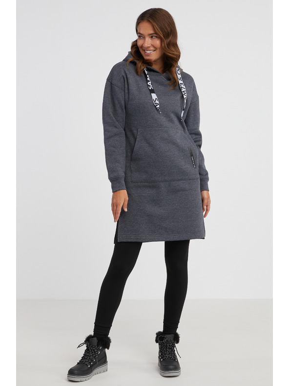 Sam 73 Tmavosivé dámske žíhané mikiny na zips SAM 73 Cresside