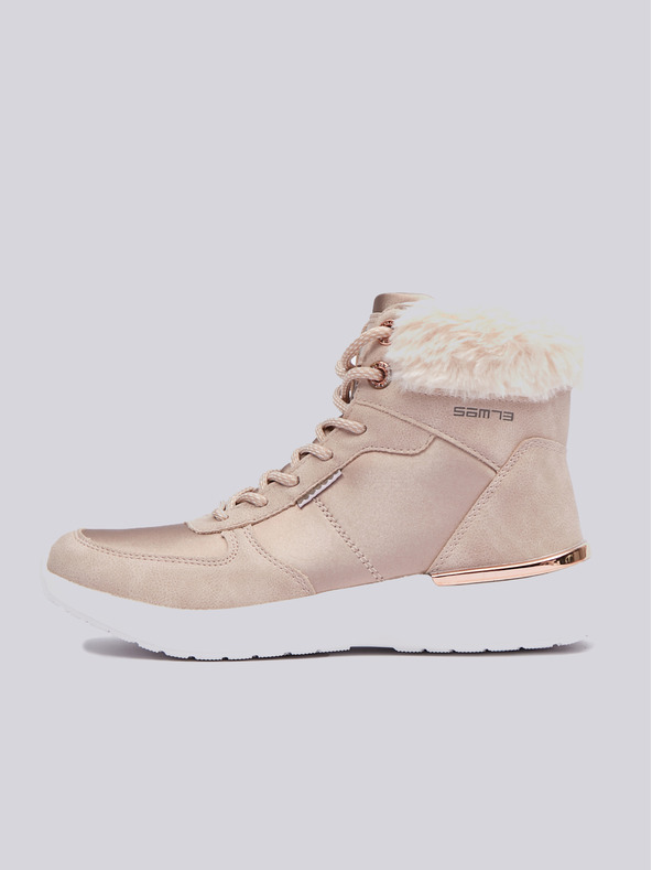 Sam 73 Svetloružové dámske zimné členkové topánky so semišovými detailmi SAM 73 Antlia