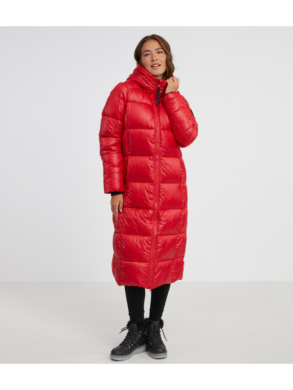 Sam 73 Červený dámsky prešívaný kabát s kapucňou SAM 73 Anna