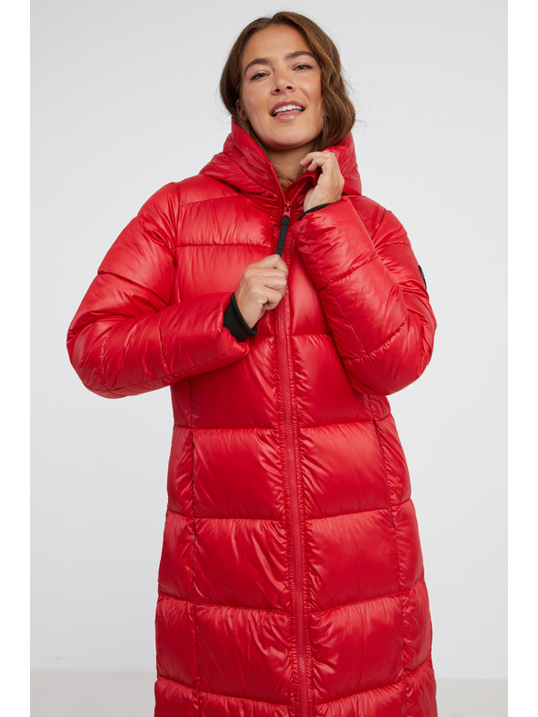 Sam 73 Červený dámsky prešívaný kabát s kapucňou SAM 73 Anna