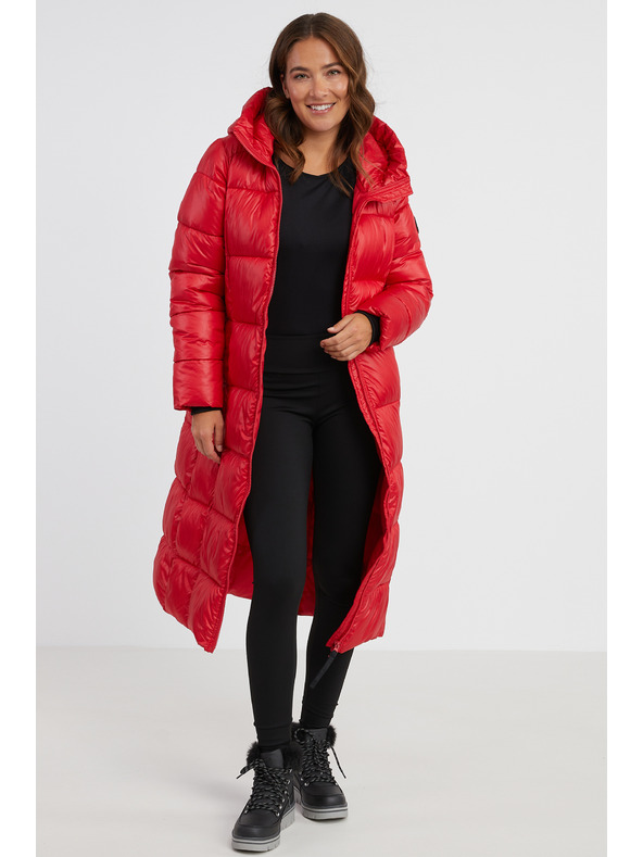 Sam 73 Červený dámsky prešívaný kabát s kapucňou SAM 73 Anna