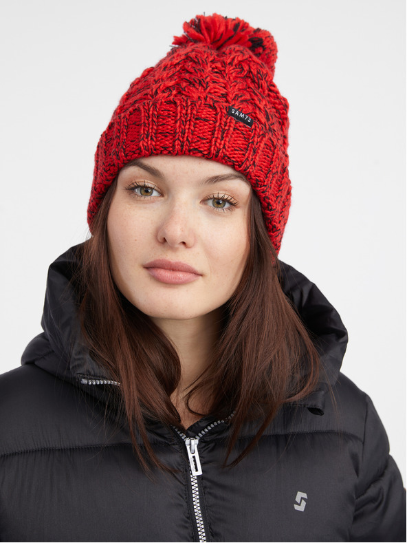 Sam 73 Červeno-čierna dámska čiapka SAM 73