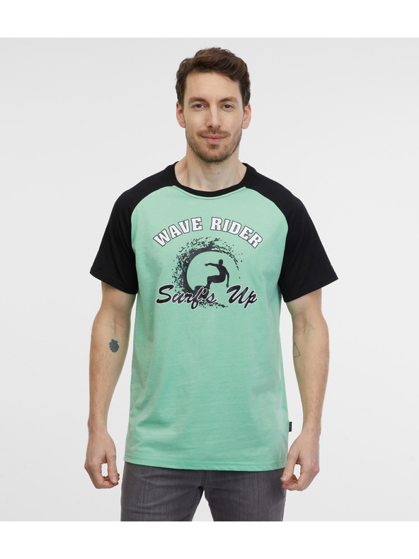 Sam 73 Čierno-zelené pánske tričko SAM 73 Esteban